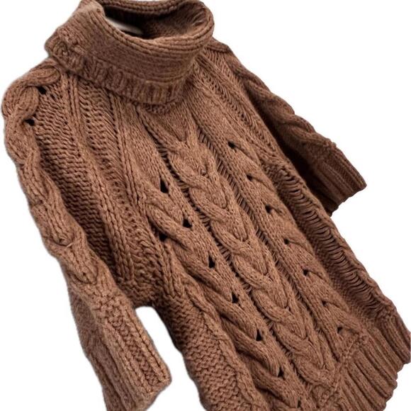 TSE Alpaca wool chunky oversized luxury sweater turtleneck knit Sz M - Picture 3 of 11